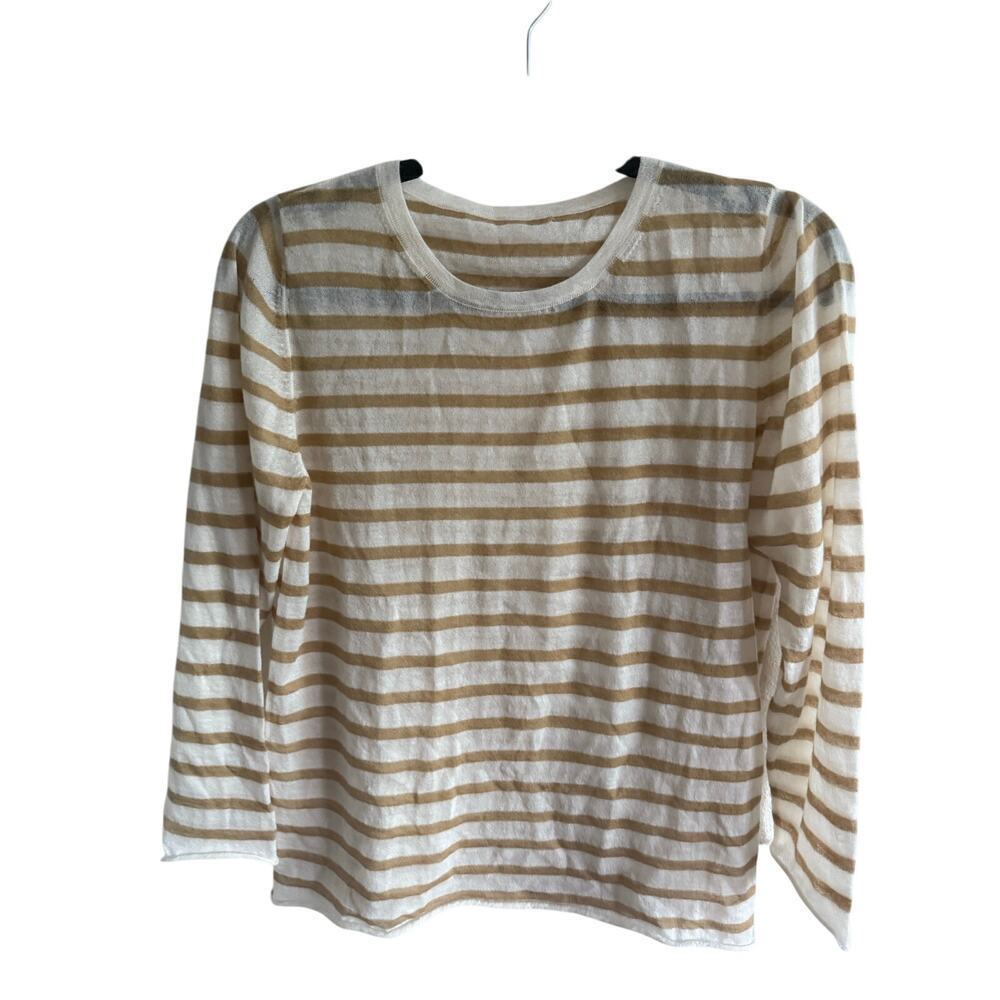 Mirror in the Sky - Cashmere Sweater - Tan and Cream - Small
